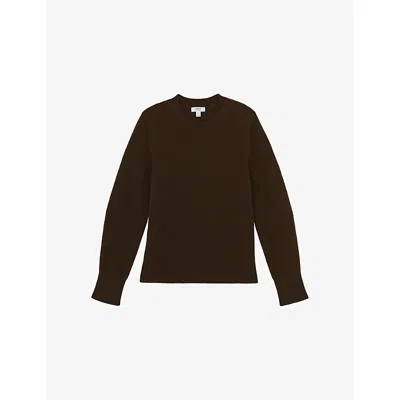 Reiss Womens Mimi Crewneck Cashmere Jumper Chocolate Brown