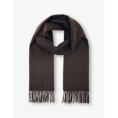 Reiss Picton Wool And Cashmere-blend Scarf In Brown