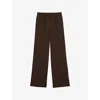Reiss Womens Chocolate Brown Robyn Wide-leg Mid-rise Stretch-woven Trousers