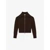 Reiss Womens Chocolate Brown Ruby Zip-up Wool Cardigan Xs In Brown