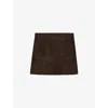 Reiss Womens Chocolate Brown Vida Patch-pocket Suede Mini Skirt In Brown