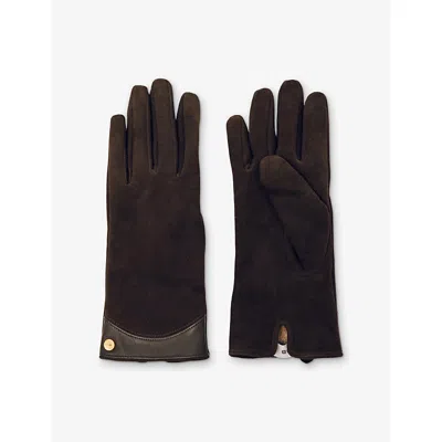 Reiss Womens Chocolate Claudia Suede Gloves In Brown