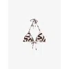 Reiss Womens Wynee Graphic-print Tie-up Stretch-woven Bikini Top Chocolate Cream In Multi