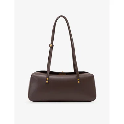 Reiss Womens  Devora Leather Shoulder Bag In Brown