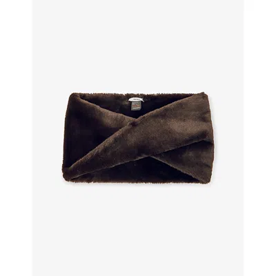 Reiss Womens Chocolate Fran Faux-fur Snood In Brown