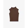 Reiss Womens Chocolate Harper Funnel-neck Sleeveless Wool Top In Brown