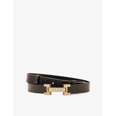 Reiss Womens Chocolate Hayley Hinge Leather Belt In Brown