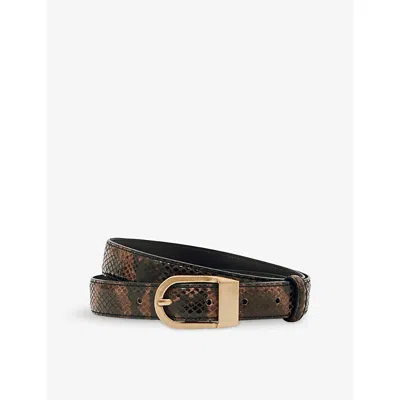 Reiss Womens Chocolate Hazel Buckle Leather Belt In Brown