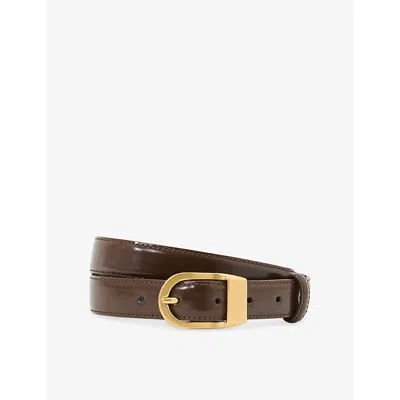 Reiss Womens Chocolate Hazel Leather Belt In Brown