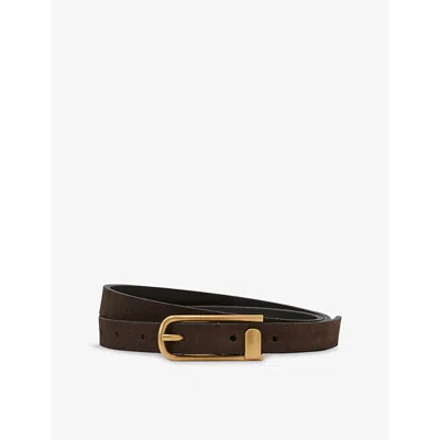 Reiss Womens Chocolate Iris Suede Belt In Transparent