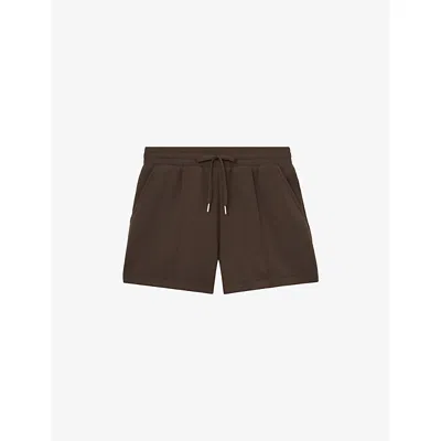 Reiss Womens Joanna Elasticated-waist Regular-fit Stretch-jersey Shorts Chocolate