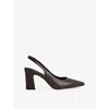 Reiss Chocolate Leather Slingback Court Shoes In Brown