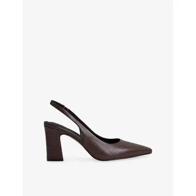 REISS WOMENS CHOCOLATE LORENA LEATHER SLINGBACK COURTS EUR 40 / 7 UK