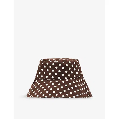 Reiss Womens Chocolate Paloma Polka-dot Cotton Bucket Hat In Brown