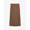 Reiss Womens Chocolate Pippa Pleated Stretch-jersey Midi Skirt In Brown