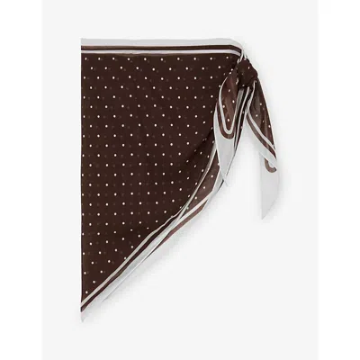 Reiss Womens Chocolate Sariah Polka-dot Cotton Sarong In Brown