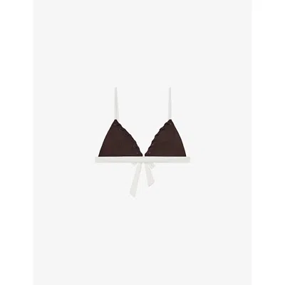 Reiss Womens Chocolate Sydney Triangle Bikini Top