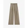 Reiss Womens Clara Belted Wide-leg Wool Trousers Neutral In Neutral