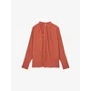 Reiss Womens  Marta Drape-detail Woven Blouse In Orange