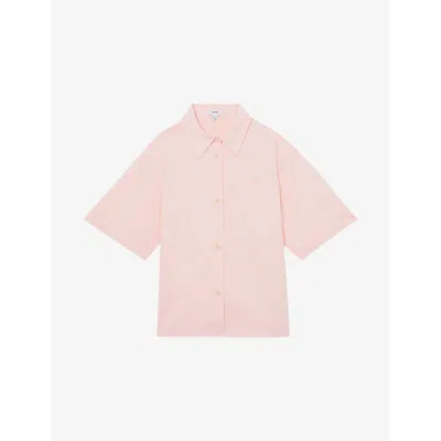 Reiss Womens Coral Jordan Short-sleeve Cotton Shirt