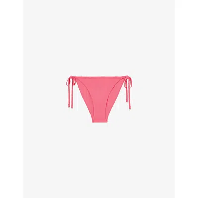 Reiss Womens Coral Pink Harley Tie-side Bikini Bottoms