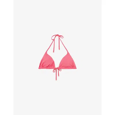 Reiss Womens Coral Pink Harley Triangle Bikini Top