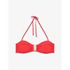 Reiss Womens Coral Red Carina Bandeau Bikini Top In Red