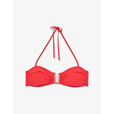 Reiss Womens Coral Red Carina Bandeau Bikini Top