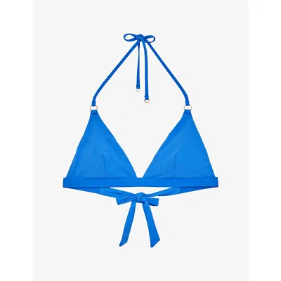 Reiss Womens Cornflower Blue Charlie Chevron-stripe Triangle Bikini Top