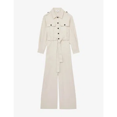 Reiss Womens Anais Wide-leg Modal-blend Jumpsuit Cream