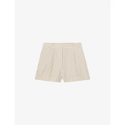 Reiss Womens Cream Black Jayce Striped Woven Shorts In Multi