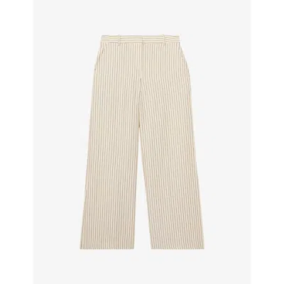 Reiss Womens Cream Black Jayce Wide-leg High-rise Woven Trousers In Multi