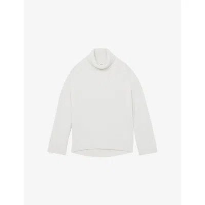 Reiss Womens Cream Brooklyn Roll-neck Wool And Cashmere-blend Jumper In White