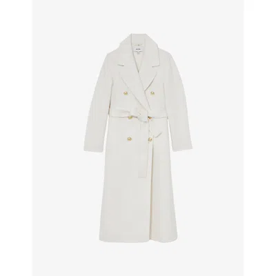 Reiss Womens Cream Dora Double-breasted Wool-blend Coat In White
