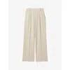Reiss Womens Cream Eden Elasticated-waist Wide-leg Twill Trousers