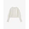 Reiss Cream Wool-blend Balloon-sleeve Cropped Jumper In Cream