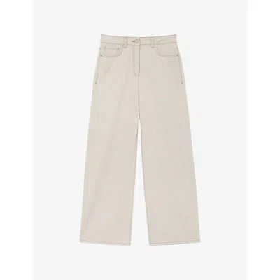 Reiss Womens Cream Febe Wide-leg High-rise Jeans In Neutral