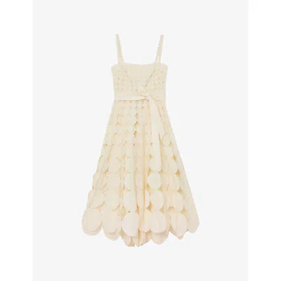 Reiss Womens Cream Gigi Cut-out Cotton Midi Dress In Neutral