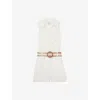 Reiss Cream Linen Belted Sleeveless Wrap Playsuit In White