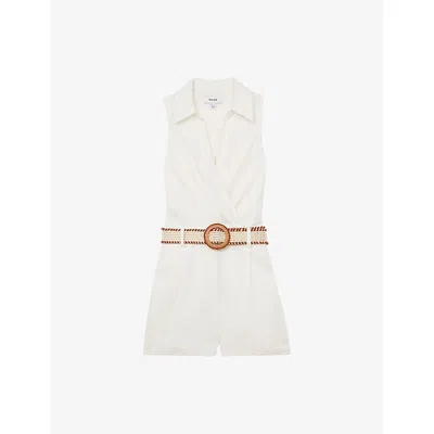 REISS WOMENS REISS MILA BELTED LINEN PLAYSUIT