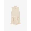Reiss Womens Millie Belted Beach Woven Playsuit Cream In White