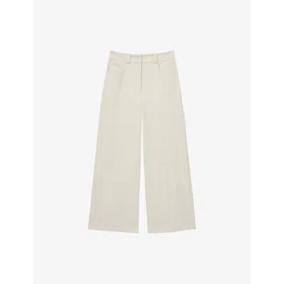 Reiss Womens Myrtle Wide-leg High-rise Stretch-woven Culottes Cream