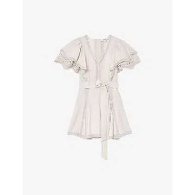 Reiss Womens Cream Opal Tie-waist Woven Mini Dress In White