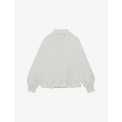 Reiss Womens Cream Rae Broderie-anglaise Woven Blouse In White