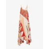 Reiss Womens Cream Red Sasha Graphic-print Woven Maxi Dress In Cream Red