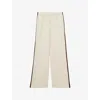 Reiss Womens Cream Robyn Side-stripe Wide-leg Stretch-woven Trousers In White