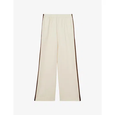 Reiss Womens Cream Robyn Side-stripe Wide-leg Stretch-woven Trousers In White