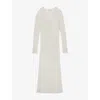 Reiss Womens Cream Samantha Tie-front Slim-fit Knitted Maxi Dress In White