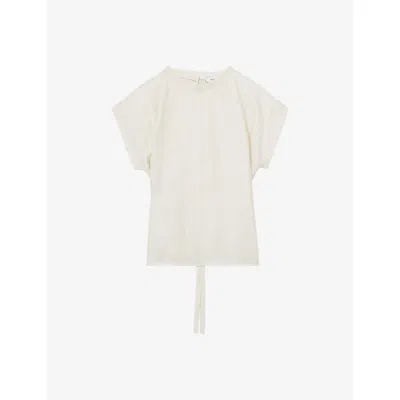Reiss Womens Cream Soleya Cap-sleeved Woven Top