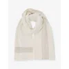 Reiss Womens Cream Vivienne Textured Wool And Cashmere-blend Scarf In Gold